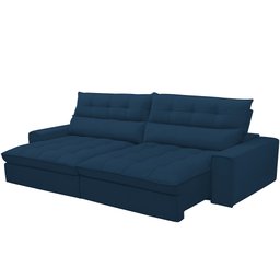 Sofá Retrátil Reclinável para Sala de Estar Living 250cm Dimas F04 Veludo Azul - Lyam Decor - 6