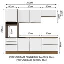 Ver imagem 4 de Armário de Cozinha Completa 260cm Rustic Branco Veludo Lux Madesa 01
