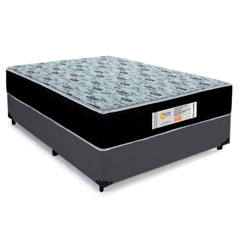 Cama Box Casal Suede + Colchão Molas Ensacadas Sereneprime Sonnolux 138x188x65 Cinza