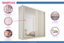 Ver imagem 4 de Guarda Roupa Solteiro 2 Portas de Correr (1 Ripada e 1 C/ Espelho) e 4 Gavetas Lugano Peroba -