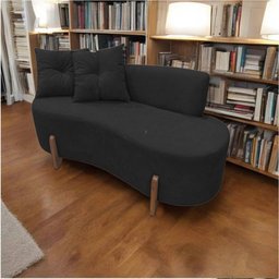 Namoradeira Sofá Feijão Luna Orgânica Couro Preto - 8