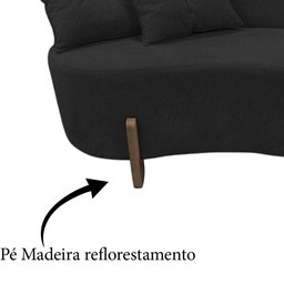 Namoradeira Sofá Feijão Luna Orgânica Couro Preto - 6