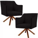 Ver imagem 1 de Kit 2 Poltronas Decorativas Giratória Base Giromad Beta Veludo Preto - Gran Belo