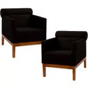 Ver imagem 1 de Kit 2 Poltronas Decorativas Fixa Base de Madeira Yumi Veludo Preto - Gran Belo