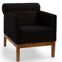 Ver imagem 2 de Kit 2 Poltronas Decorativas Fixa Base de Madeira Yumi Veludo Preto - Gran Belo