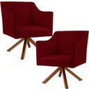 Ver imagem 1 de Kit 2 Poltronas Decorativas Giratória Base Giromad Beta Veludo Marsala - Gran Belo