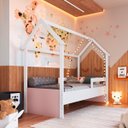 Ver imagem 1 de Cama Infantil Montessoriana Solteiro Branco com Rosa Completa Móveis
