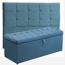 Ver imagem 1 de Kit Cabeceira Mel + Calçadeira Itália Queen 160 CM Suede Azul Turquesa- D A Decor