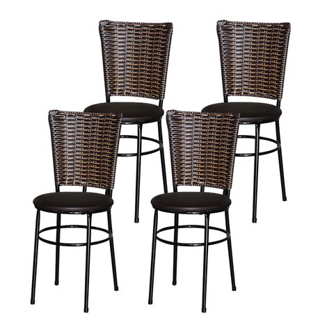 4 Cadeiras para Mesa Preta Hawai Avelã:marrom
