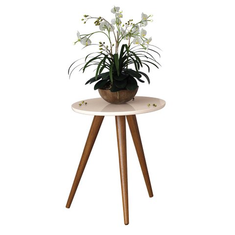 Mesa Lateral Tiffany para Sala de Estar/ Escritório Off White - Bela Móveis