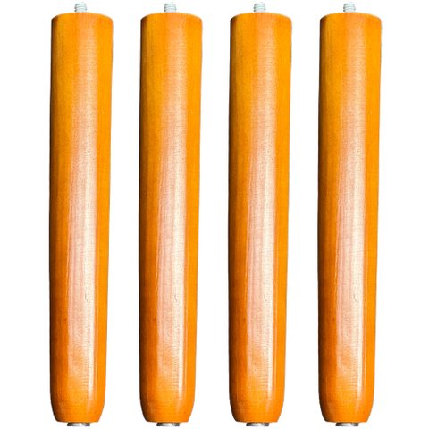 Kit 04 Pés Palito Madeira 25 Cm Rosqueável P02 Móveis Poltrona Puff Mesa - Inoviza