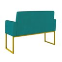 Ver imagem 5 de Kit Poltronas Namoradeira Lugares Recepção Base Dourada Azul Turquesa