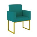 Ver imagem 4 de Kit Poltronas Namoradeira Lugares Recepção Base Dourada Azul Turquesa
