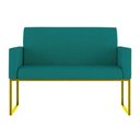 Ver imagem 6 de Kit Poltronas Namoradeira Lugares Recepção Base Dourada Azul Turquesa