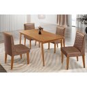 Ver imagem 5 de Conjunto: Mesa Sala Jantar Havana Tampo Curvo 120cm+4 Cadeiras Maldivas Madeira Naturale - Capuccino