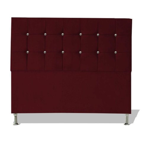 Cabeceira de Cama Box Cristal Queen 160 Cm Botão Strass Suede Vinho do Lar Móveis