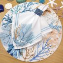 Ver imagem 2 de Kit 4 Guardanapo de Tecido Oxford Coral Azul 40cmx40cm