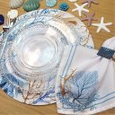 Ver imagem 5 de Kit 4 Guardanapo de Tecido Oxford Coral Azul 40cmx40cm