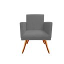 Ver imagem 3 de Kit Namoradeira + 2 Poltronas Decorativa Nina + Puff Redondo Suede Cinza Pés Madeira Mz Decor