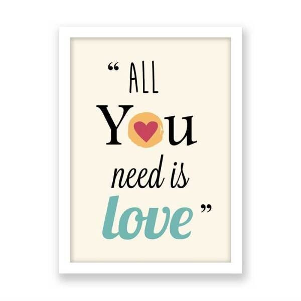 Quadro All You Need Is Love - A2-594X420mm - Clean 2cm-Branca - 1