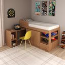 Ver imagem 1 de Cama Multifuncional com Armário e Escrivaninha - Amêndoa