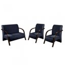 Ver imagem 1 de Conjunto Vênus 2 Poltronas de 1 Lugar e 1 de 2 Lugares Braço Madeira DSalla Suede Azul Bic