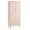 Jogo de Quarto Infantil Theo Guarda Roupa 2 Portas e Cômoda Rosa Fosco com Pés Madeira Natural - Rel - 2