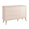 Jogo de Quarto Infantil Theo Guarda Roupa 2 Portas e Cômoda Rosa Fosco com Pés Madeira Natural - Rel - 4