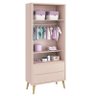 Jogo de Quarto Infantil Theo Guarda Roupa 2 Portas e Cômoda Rosa Fosco com Pés Madeira Natural - Rel - 3