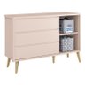 Jogo de Quarto Infantil Theo Guarda Roupa 2 Portas e Cômoda Rosa Fosco com Pés Madeira Natural - Rel - 5