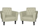 Ver imagem 1 de Kit 2 Poltronas Decorativa Classic Suede Bege Pés Madeira Mz Decor