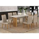 Ver imagem 2 de Mesa de Jantar Júlia 160x80cm Cinamomo Off White com 6 Cadeiras Lara Veludo Bege - Valdemóveis
