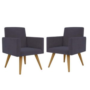 Kit com 2 Poltrona Decorativa Talita Cor Cinza