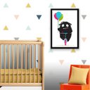 Ver imagem 2 de Quadro Monstrinho com Balão 24x18cm - com vidro:Madeira preta