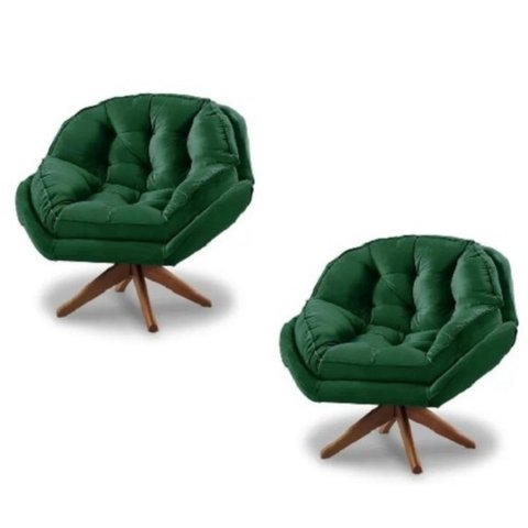 Kit 2 Poltrona Decorativa Estofada Base Giratória Califórnia