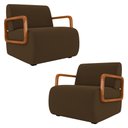 Ver imagem 1 de Poltrona Decorativa Orgânica para Sala Kit 2 Belarus K04 Veludo Marrom - Mpozenato