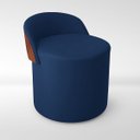 Ver imagem 1 de Puff Encosto Corino Redondo Suede Sala Penteadeira Quarto:azul Marinho