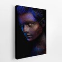 Ver imagem 2 de Mulher de Perfil Colorida Cabelo Azul Quadro Canvas 60x40cm