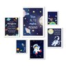 Kit 6 Quadros Quarto Infantil Menino Tema Espacial - Cristão - com Vidro:madeira Preta - 1