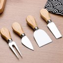 Ver imagem 3 de Kit para Queijo e Petiscos 4 Peças Aço Inox e Madeira Servir Frios e Aperitivos Utimix