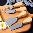 Ver imagem 4 de Kit para Queijo e Petiscos 4 Peças Aço Inox e Madeira Servir Frios e Aperitivos Utimix