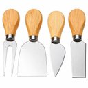Ver imagem 1 de Kit para Queijo e Petiscos 4 Peças Aço Inox e Madeira Servir Frios e Aperitivos Utimix
