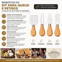 Ver imagem 5 de Kit para Queijo e Petiscos 4 Peças Aço Inox e Madeira Servir Frios e Aperitivos Utimix