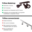 Ver imagem 2 de Kit 2 Trilho Eletrificado 2 Spot Led Mr16 Gu10 Direcionável Cor:branco