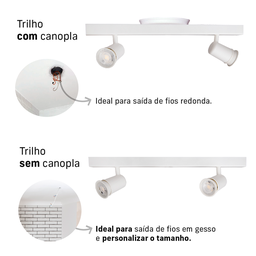 Kit 2 Trilho Eletrificado 2 Spot Led Mr16 Gu10 Direcionável Cor:branco - 4