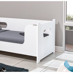 Cama Montessoriana Solteiro Encanto com Grade de Proteção Criança Moderna com Colchão Cor Branco - 4