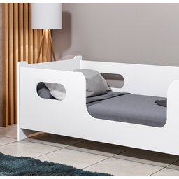 Cama Montessoriana Solteiro Encanto com Grade de Proteção Criança Moderna com Colchão Cor Branco - 3