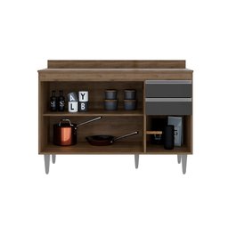 Balcão Cozinha Freijó com Grafite 120cm C/ Tampo - Belliv Decor - 2