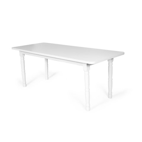 Mesa de Jantar Retangular 8 Lugares de Madeira 200x80cm Itália Branca