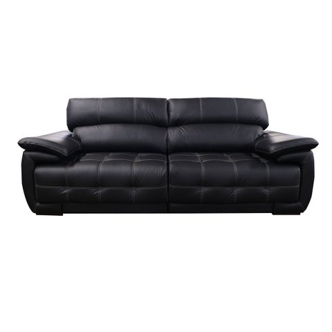 Sofá Retrátil de Couro Filipinas - 2,40 M - Preto